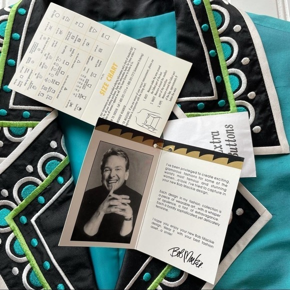 Bob Mackie Qvc Blazer Jacket Blue Size Large Oversized Funky Formal Statement - Picture 9 of 10